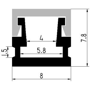 YD-07 8*8mm Mini Aluminium LED Profile Suspended with PC Cover