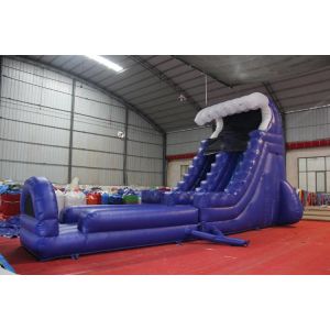 Outdoor Blue Wave Slide Customized Size With Slip N Pool Wss-253 High Durability