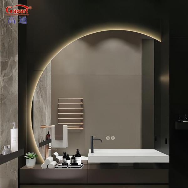LED Light Touch Beveled Round Light Smart Salon Vanity Makeup Bathroom Wall Mirror