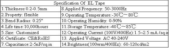 high bright colorful custom el tape/ el strip/ el foil