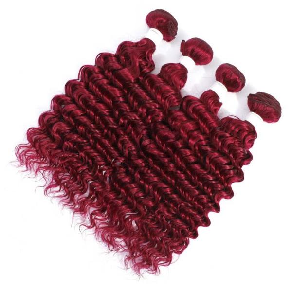 Burgundy Deep Wave Remy Human Hair Bundles Sew In Weave Bundles Brazilian Bundle Deals