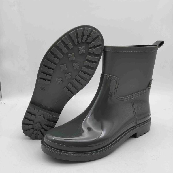 Women's PVC Slip On Rain Boots Double Upper Boots Matt Finish Chelsea Wellington Styles