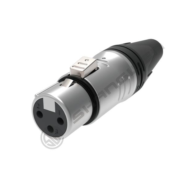 10A Rated Silver-Plated Female 3-Pin XLR Connector Waterproof Copper Contacts