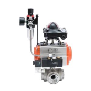 Quality Smooth Media Control Threaded Ss Pneumatic Three Way Ball Valve with NPT Connection for sale