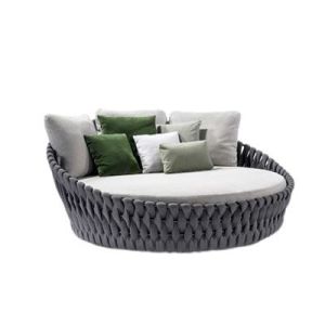 Luxury Hotel Outdoor Rattan Round Bed Alfresco Lounger Sofa