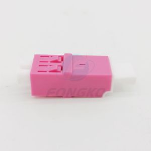 Plastic Flangeless Optic Fiber Adapter LC / OM4 Duplex Metal Shutter