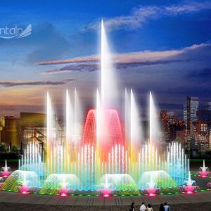 Hotel Large Water Jet Fountain Stone Garden Signal Control