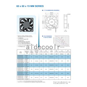 60x60x15mm Black Blower Fan 12V , 3000RPM Exhaust Fan In Computer