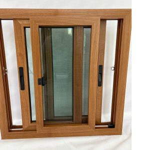 Wood Grain Foil UPVC Double Sliding Windows Custom European Style