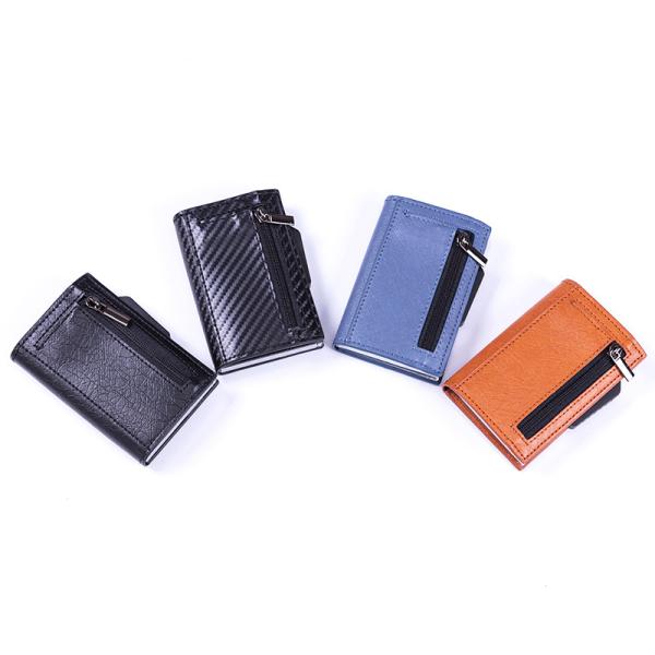 Men's Carbon Fiber Rfid Blocking Magnetic Card Holder Wallet with Fashion Coin Pocket