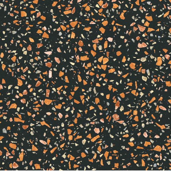 False Stone Slabs Terrazzo Porcelain Tile Floor Decoration Black Color