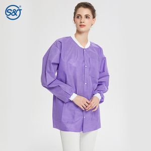 SMS Disposable Lab Coat With Knit Cuffs and Collar