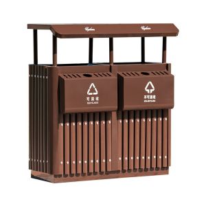 China Municipal Park Metal Trash Bin Stainless Steel Exterior Garbage Waste Bin on sale