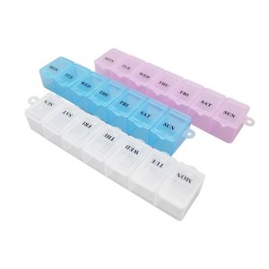 Portable 7 Day Pill Box Organizer 7 Grid Blue Whtie 7-Day Pill Box