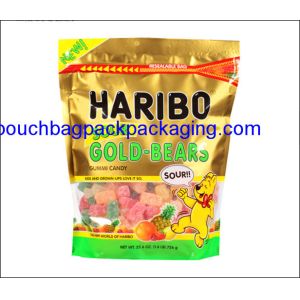 China Stand up pouch, zip lock, gold printing doypack with zipper for candy 25.6OZ, 1.6LB, 726g on sale