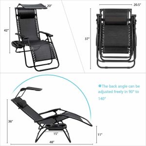 Sun Lounger, Frame Folding Zero Gravity Recliner For Sleeper, Carry Folding