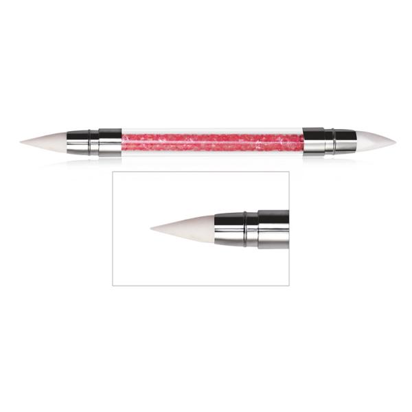 5Pc Dual-ended Nail Scrubbing Brush Rhinestone Handle Silicone Nail Brush