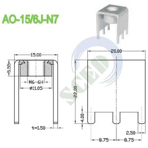 Brass Terminal Block Accessories Steel PCB Electrical 8.75*13.50mm 100A M6 Screw