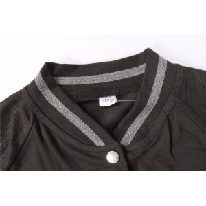 Black Grey Kids Terry Bomber Jacket 65% Polyester 35% Cotton