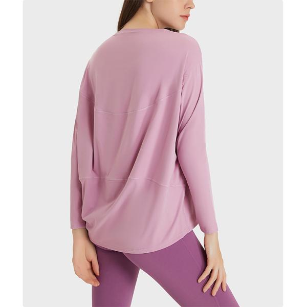 Nylon Nude Feel Ladies Yoga Tops Workout Fashion Loose Women Long Sleeve Shirts