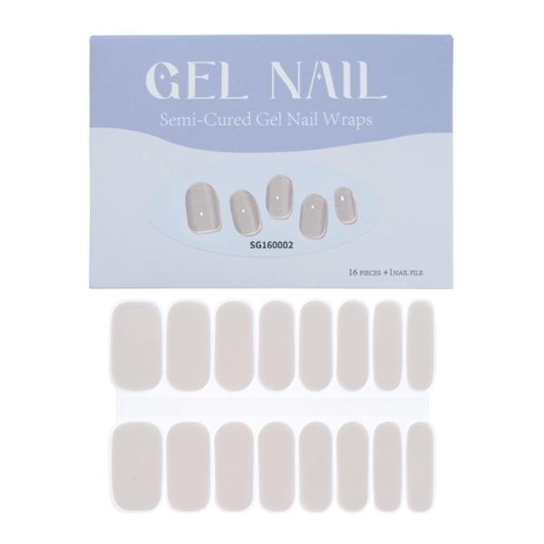 3D Gel Nail Wraps Semi-Cured Gel Strips with Solid Color and Long-Lasting Effect
