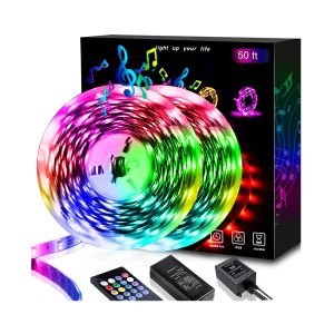 China 12V 50ft 15M 5050 RGB Color DJ Decoration For Night Club Smart LED Strip Lights With 20 Keys Remote on sale
