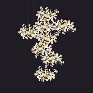Ceiling Mounted Contemporary Staircase Gingko Chandelier OEM