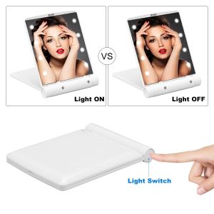 Eyeglass Accessories Lighted Foldabe LED Mirrors Portable 8 lights Pocket Mirror