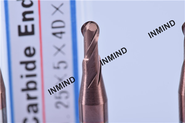 Copper Colour SiN Coating, 2 Flute Ball Nose End Mill , R1.25, Grain Size 0.5UM high precision