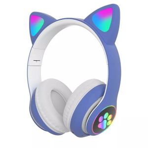 Black Bluetooth Cat Headphones , Foldable Wireless Bluetooth Headphones