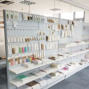 Shelves with hook retail display rack