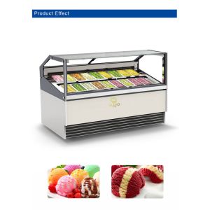 Italian Marble Gelato Showcase with Ventilated Cooling System - 1650W Power