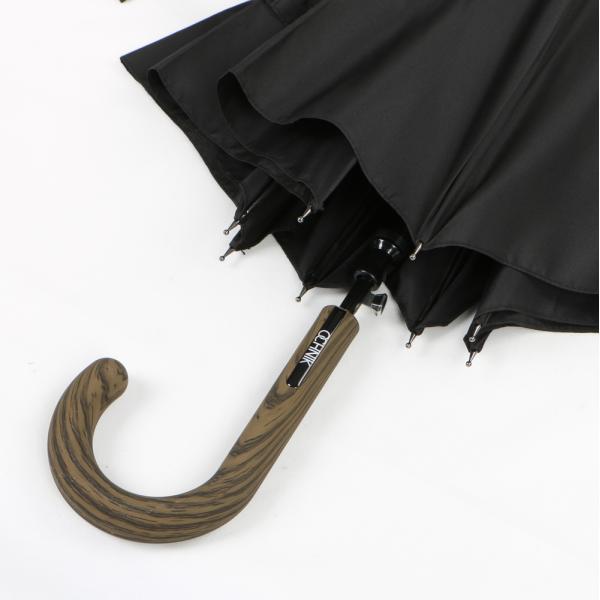 Black Large Curved Handle Umbrella Plastic J Handle With Rubber Coating