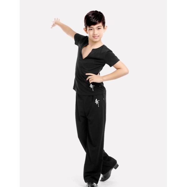 new offer latin dance clothes boy Ruffly blue white black modern dance stage children latin dance clothes