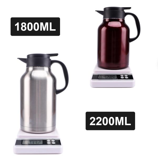 45 Oz Double Walled Vacuum Thermos / 12 Hour Heat Retention / 2 .2 Litre Stainless Steel Thermal Coffee Carafe