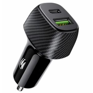 ABS Carbon Fiber Design Dual USB Car Charger with Customization and OEM Support