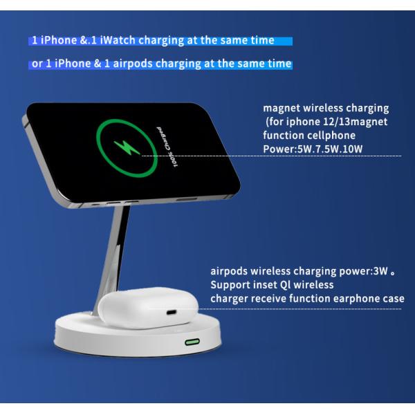 3 Level LED Night Light Wireless Double Charging Stand With Short Circuit Protection
