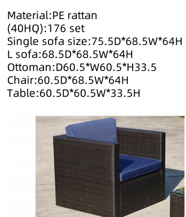 Outdoor Rattan Sectional Sofa PE Wicker Couch Backyard Conversation Set