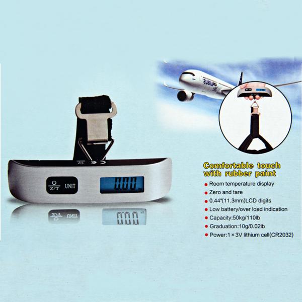 Portable Mini LCD Luggage Electronic Scale Thermometer 50kg Capacity Hanging Digital Weigh