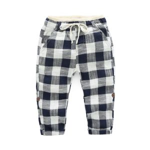 Unisex Cute Newborn Baby Clothes Cotton Plaid Harem Pants Knitted Fabric