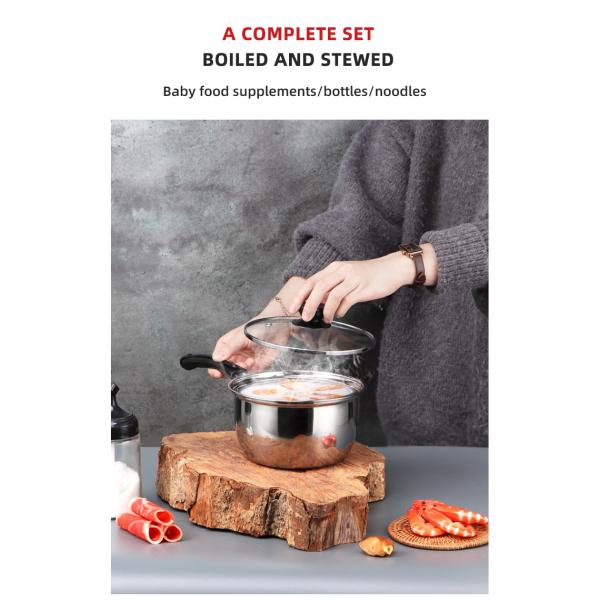 High Quality 6 Pieces Stainless Steel Cooking Pot Sauce Pan Cookware Set Milk Pot Set With Glass Lid