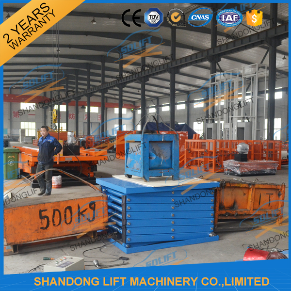 CE 6.65m 500Kgs Electric Scissor Lift Hydraulic Scissor Cargo Lift for Warehouse