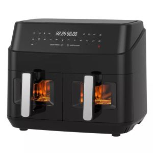Large 9L Dual Air Fryer With 10 In 1 Touch Presets Two Zone Technology