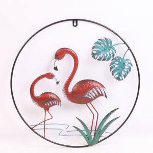 Handmade Home Wall Hanging Decor Round Frame Owl, Flamingo, Bird.