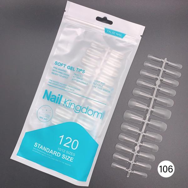 120PCS Long Coffin Square Clear Gel Half Full Cover Nail Tips Acrylic Half Matte Soft Gel Nail Tips for Extension