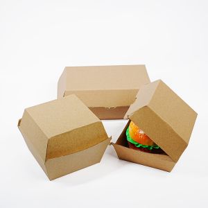 Varnished Biodegradable Fast Food Takeaway Box Customized Hamburger Box with
