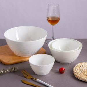 ODM Nontoxic Odorless Threaded White Melamine Cereal Bowls