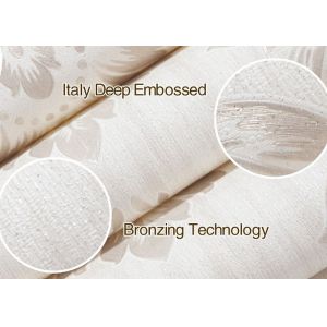 Living Room Washable Vinyl Wallpaper , White Damask Pattern Wallpaper