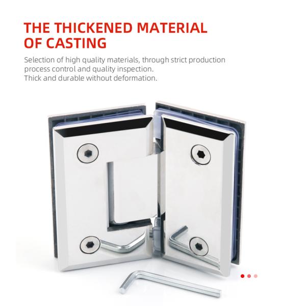 Brushed Nickel Glass Hinge 135 Degree Opening Angle Ideal for Glass Shower Enclosures