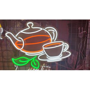 Quality Tea Culture Space Cuttable Neon Sign Tea Retail Display Silica Gel Led Bar Signs for sale